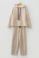 Dark Khaki Leopard Drawstring Pullover Hoodie and High Waist Pants Corduroy Suit