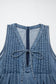 Dusk Blue Acid Wash Pintuck Tie V Neck Denim Wide Leg Jumpsuit