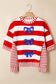 Red Stripe Sequin Bow Patriotic Half Sleeve Top