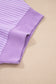Purple Stripe Dolman Sleeve Polo Shirt and Drawstring Shorts Set