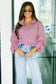 Casual Solid Color Textured Snap Button Collared Baggy Top