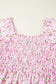 Pink Floral Short Bubble Sleeve Shirred High Waist Maxi Dress