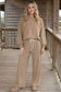 Khaki Leopard Star Print Long Sleeve Loose Casual Two Piece Pants Set