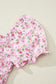Pink Floral Short Bubble Sleeve Shirred High Waist Maxi Dress