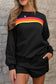 Black Striped Accent Pullover and Shorts Two Piece Casual Set