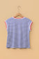 Blue Stripe Contrast Trim Round Neck Cap Sleeve Tee