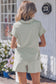 Purple Stripe Dolman Sleeve Polo Shirt and Drawstring Shorts Set