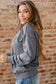 High-rise saved by grace Letter Embroidery Mineral Wash Loose Sweatshirt
