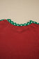 Red Cozy Ribbed Patchwork Polka Dot Trim Long Sleeve 2pcs Pant Set