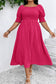 Wisteria Swiss Dot Smocked Frilled Neckline Short Sleeve Plus Size Dress