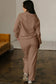 Bright Pink Polo Collar V Neck Pullover and Drawstring Sweatpants Set