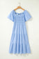 Lace Square Neck Ruffle Tiered Midi Dress