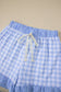 Red Gingham Print Ruffle Striped Detail Lace Tie Shorts
