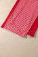 Red Color Block Plaid Patchwork Long Sleeve Pullover Wide Leg Pant Set