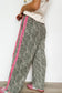 Brown Wild Leopard Print Contrast Lace Striped Detail Drawstring Pants