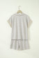 Purple Stripe Dolman Sleeve Polo Shirt and Drawstring Shorts Set