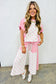 Yellow Color Block Patchwork Polka Dot Wide Leg Pant Set