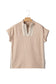 Parchment Crochet Lace Accent Pullover Rolled Short Sleeve Blouse
