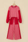 Red Color Block Plaid Patchwork Long Sleeve Pullover Wide Leg Pant Set