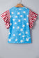 Stars & Stripes Mineral Wash Ruffle Sleeve Top