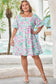 White Floral Print Ric-rac Trim Square Neck Plus Size Mini Dress