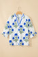 Green Casual Wild Flower Print V Neck 3/4 Sleeve Blouse