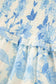 Sky Blue Ruffled Straps Smocked High Waist Floral Maxi Dress