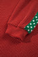 Red Cozy Ribbed Patchwork Polka Dot Trim Long Sleeve 2pcs Pant Set