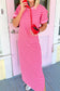 Rose Stripe Striped Short Sleeve Scalloped Trim Side Slit T-Shirt Dress