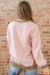Light Pink Color Block Mix Texture Waffle Patchwork Oversize Sweatshirt