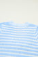 Green Stripe Short Sleeve Knit V Neck Bow Knot Sweater