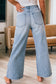 Beau Blue Multi Buttons Pinstripe Wide Leg Jeans