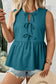Coffee Plus Size Solid Color Bow Tie Peplum Tank Top