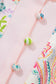 Pink Boho Floral Print Color Block Trim Half Button Belted Mini Dress