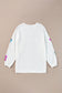 White Valentines Slogan Heart Sequin Corded Baggy Sweatshirt