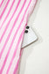 Pink Stripe V Neck Short Sleeve Shift Long Dress