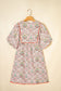 Pink Floral Print Tassel Tie V Neck Scalloped Detail Loose Mini Dress