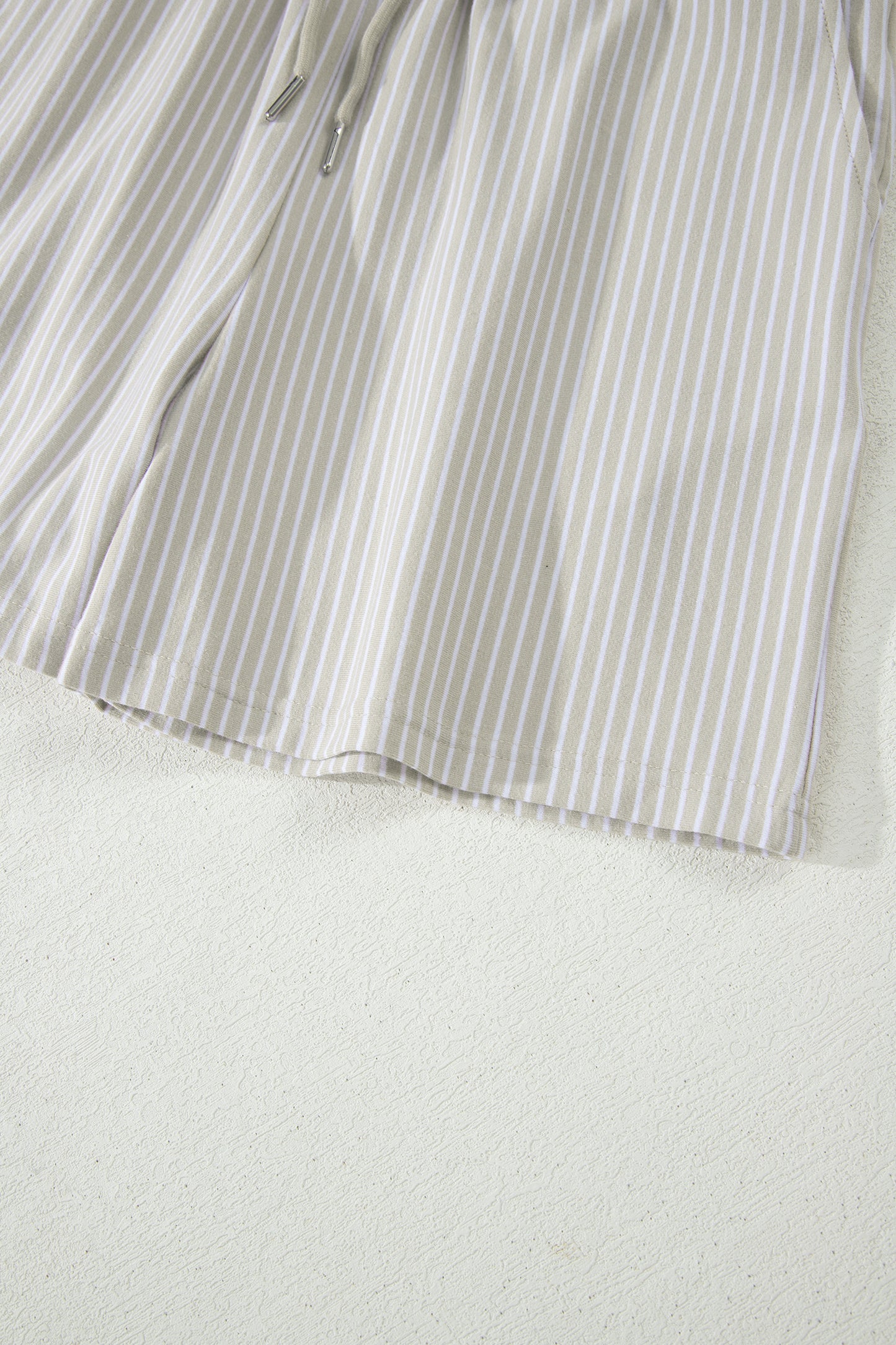 Purple Stripe Dolman Sleeve Polo Shirt and Drawstring Shorts Set