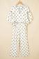 Black Polka Dot Half Sleeve Loose Top Elastic Waist Casual Pants Set