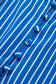 Blue Stripe Ruffled Short Puff Sleeve Button Front Blouse