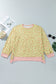 Brown Plus Size Leopard Print Contrast Polka Dot Trim Long Sleeve Top