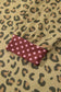 Brown Plus Size Leopard Print Contrast Polka Dot Trim Long Sleeve Top