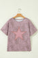 Khaki Leopard Retro Studded Star Patch Loose Tee