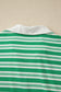 Green Stripe Collared V Neck Short Sleeve T Shirt Midi Dress with Pockets