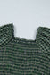Green Plaid Square Neck Shirred High Waist Ruffle Hem Dress
