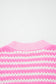 Green Stripe Short Sleeve Knit V Neck Bow Knot Sweater