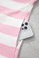 Pink Stripe Color Block Patchwork Zip Long Sleeve Top Elastic Waist Pants Set