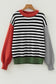 Color black Striped Panels Colorblock Sleeve Chic Sweater