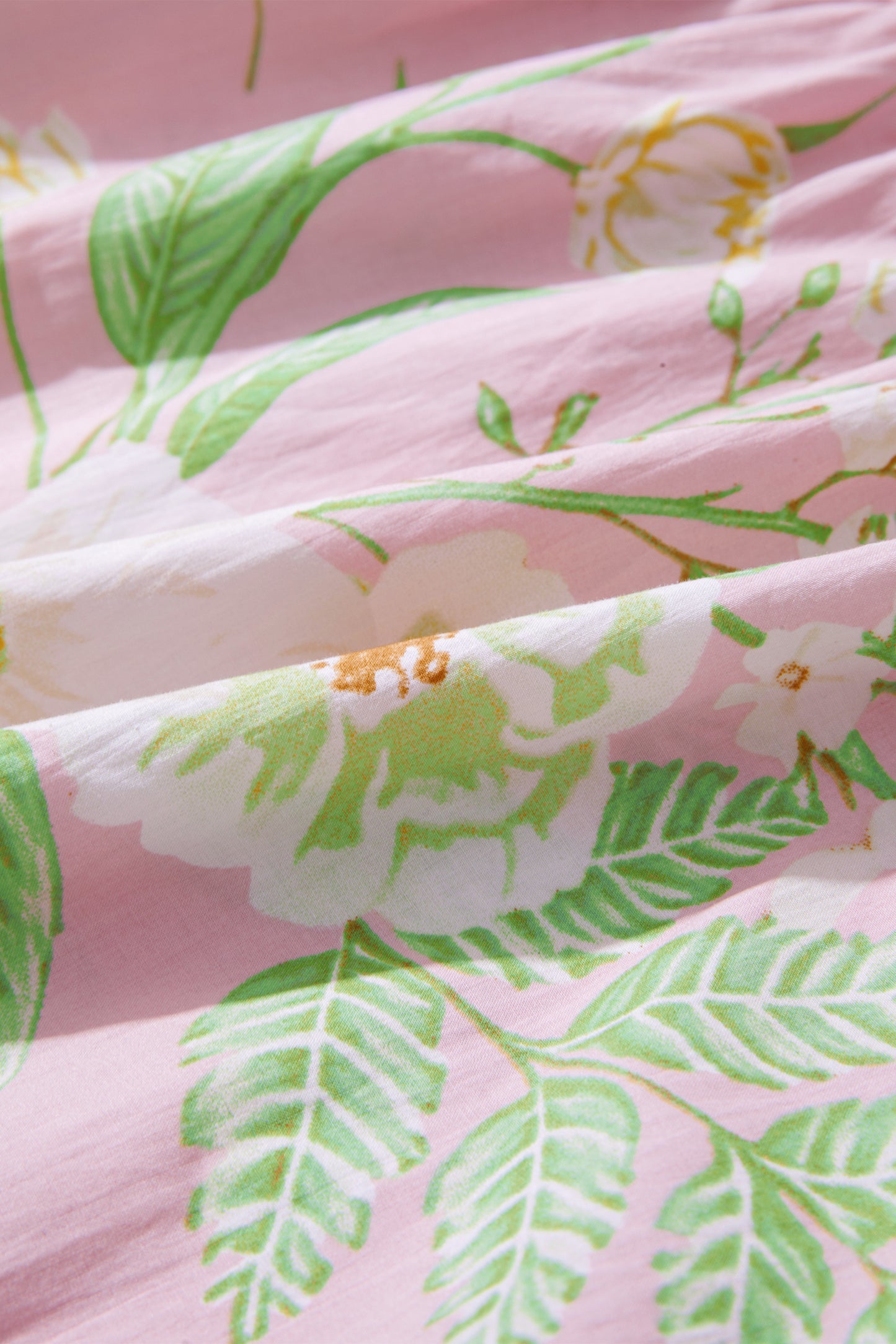 Pink Floral Print Short Puff Sleeve High Waist Tiered Maxi Dress