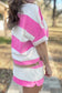 Rose Stripe Colorblock Trim Polo Tee Drawstring Mini Skirt 2pcs Set